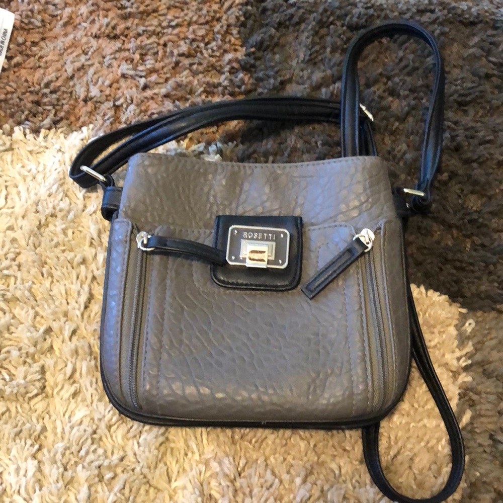 NWOT - Mini Rosetti purse - gray with black straps